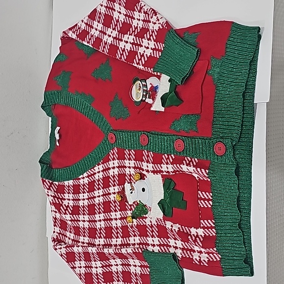 Christmas Sweater Cardigan Snowman Cany Cane Size L NWT - Picture 4 of 9